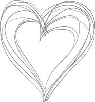 One continuous line drawing of love heart symbol black color only vector