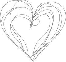 One continuous line drawing of love heart symbol black color only vector