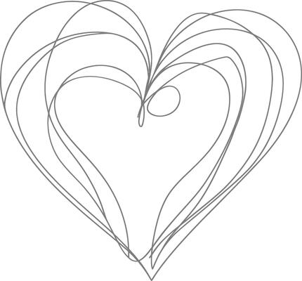 One continuous line drawing of love heart symbol black color only