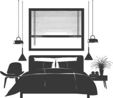 Silhouette bedroom at home equipment black color only vector