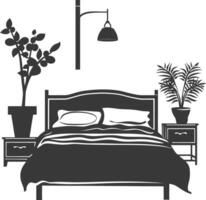 Silhouette bedroom at home equipment black color only vector