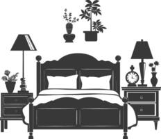 Silhouette bedroom at home equipment black color only vector