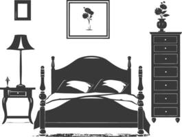 Silhouette bedroom at home equipment black color only vector