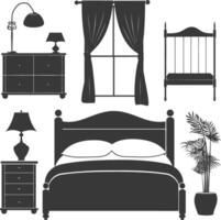 Silhouette bedroom at home equipment black color only vector