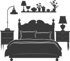 Silhouette bedroom at home equipment black color only vector