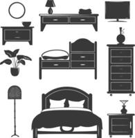 Silhouette bedroom at home equipment black color only vector