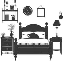 Silhouette bedroom at home equipment black color only vector