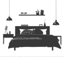 Silhouette bedroom at home equipment black color only vector