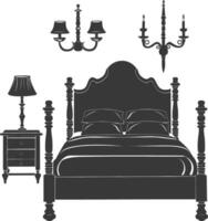 Silhouette bedroom at home equipment black color only vector