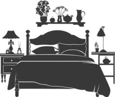 Silhouette bedroom at home equipment black color only vector