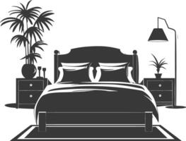 Silhouette bedroom at home equipment black color only vector