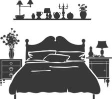 Silhouette bedroom at home equipment black color only vector