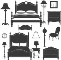 Silhouette bedroom at home equipment black color only vector