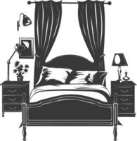 Silhouette bedroom at home equipment black color only vector