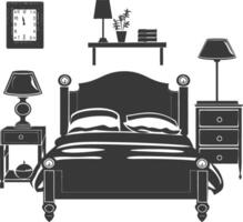 Silhouette bedroom at home equipment black color only vector