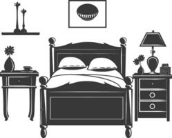 Silhouette bedroom at home equipment black color only vector