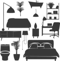 Silhouette bedroom at home equipment black color only vector