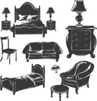 Silhouette bedroom at home equipment black color only vector