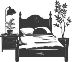 Silhouette bedroom at home equipment black color only vector