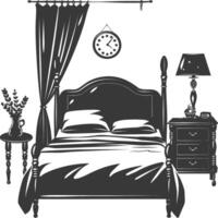 Silhouette bedroom at home equipment black color only vector