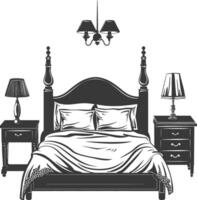 Silhouette bedroom at home equipment black color only vector