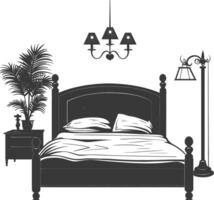 Silhouette bedroom at home equipment black color only vector