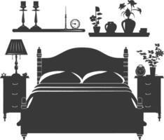 Silhouette bedroom at home equipment black color only vector