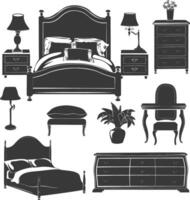 Silhouette bedroom at home equipment black color only vector