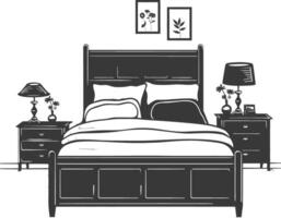 Silhouette bedroom at home equipment black color only vector