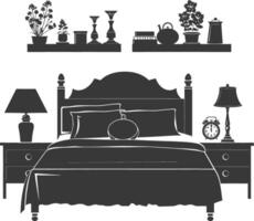 Silhouette bedroom at home equipment black color only vector