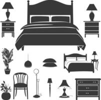 Silhouette bedroom at home equipment black color only vector