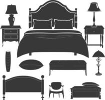 Silhouette bedroom at home equipment black color only vector