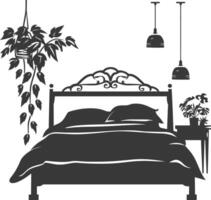 Silhouette bedroom at home equipment black color only vector