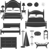 Silhouette bedroom at home equipment black color only vector