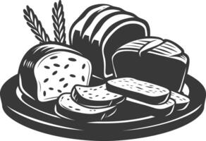 Silhouette bread platter black color only vector