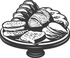 Silhouette bread platter black color only vector