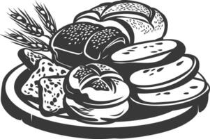 Silhouette bread platter black color only vector