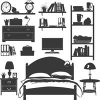 Silhouette bedroom at home equipment black color only vector