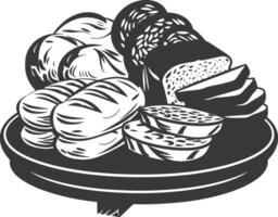 Silhouette bread platter black color only vector