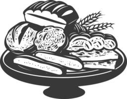 Silhouette bread platter black color only vector