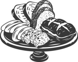 Silhouette bread platter black color only vector