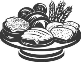 Silhouette bread platter black color only vector