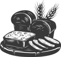 Silhouette bread platter black color only vector