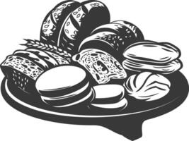 Silhouette bread platter black color only vector