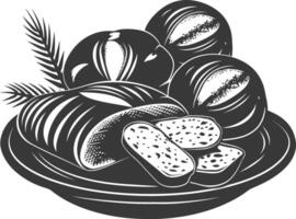 Silhouette bread platter black color only vector