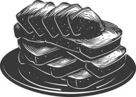 Silhouette bread platter black color only vector