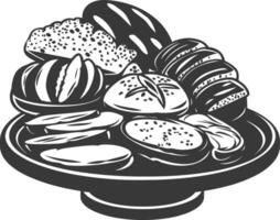 Silhouette bread platter black color only vector