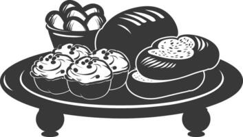 Silhouette bread platter black color only vector