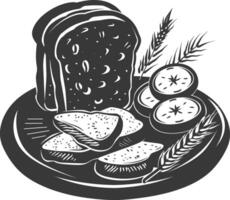 Silhouette bread platter black color only vector