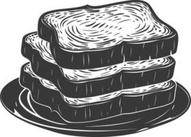 silueta un pan plato negro color solamente vector